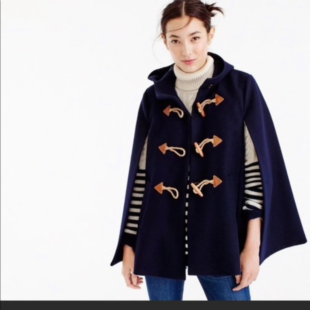 J. Crew Toggle Wool Cashmere Cape Coat Navy